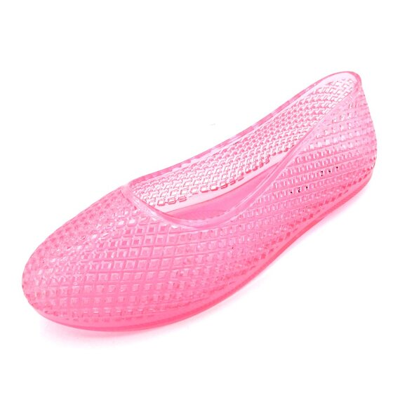 Lurneyt Women's PINK Glitter Jelly Flexible Ballet Flats Breathable Mesh Design - Picture 3 of 4